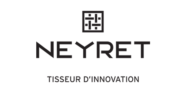 Logo of Neyret featuring a geometric woven square above the name in bold letters. The tagline "Tisseur d'Innovation" is below.
