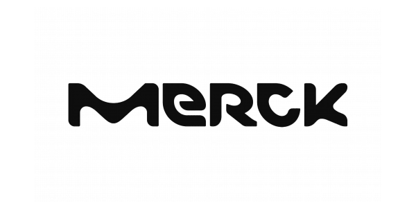 The image features the word "MERCK" in a bold, modern black font with stylized, curved letters.