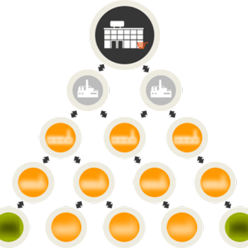 Graphic showing pyramid of supply chain links