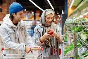 Photo of couple shopping in grocery store